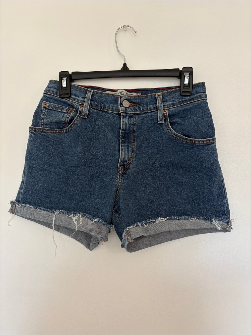 Levi's Dark Blue Denim Rolled Hem Shorts